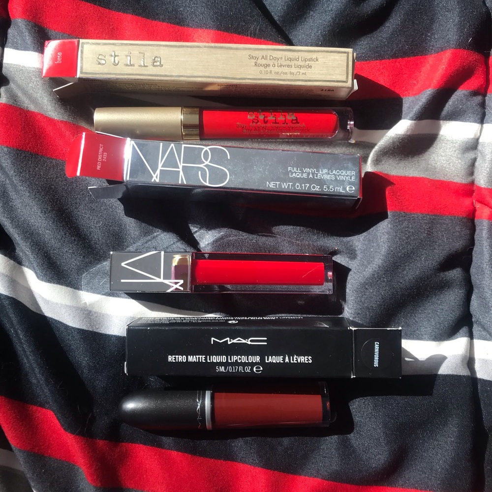 NEW!! HIGH-END RED LIPPIE BUNDLE•NARS•STILA•MAC